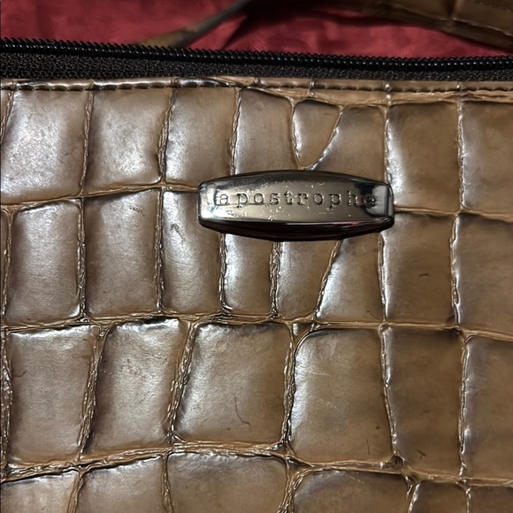 Apostrophe Faux Leather Brown Croc-Embossed Shoulder Bag - Picture 2 of 6